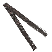 Load image into Gallery viewer, HERMES Gépard Bandana Frange Cuile Twilly Fringe Cacao/Blanc/Etoupe Silk Leather