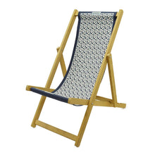 Load image into Gallery viewer, BURBERRY TBMonogram Folding Deck Chair Natural/Navy Wood Cotton