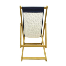 Load image into Gallery viewer, BURBERRY TBMonogram Folding Deck Chair Natural/Navy Wood Cotton