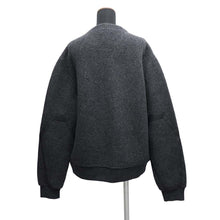 Load image into Gallery viewer, HERMES Leather detail zip-up cardigan Size L Gris Fonce Wool 63% Cashmere37%