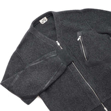 Load image into Gallery viewer, HERMES Leather detail zip-up cardigan Size L Gris Fonce Wool 63% Cashmere37%