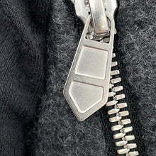 Load image into Gallery viewer, HERMES Leather detail zip-up cardigan Size L Gris Fonce Wool 63% Cashmere37%