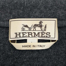Load image into Gallery viewer, HERMES Leather detail zip-up cardigan Size L Gris Fonce Wool 63% Cashmere37%