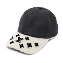 Load image into Gallery viewer, LOUIS VUITTON cap sharing Size M Noir/WhiteM00493 Lamb Leather100% Silk100% Polyester77% Polyurethane23%