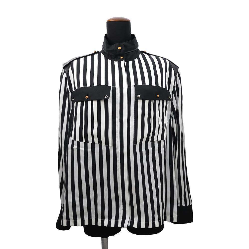 LOUIS VUITTON Lightning Stripe Ribbed Epaulate Shirt Size 38