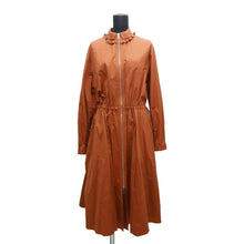 Load image into Gallery viewer, HERMES Frill Zip Elastic Dress Size 38 Orange Canyon Cotton100%