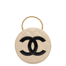 Load image into Gallery viewer, CHANEL Round Vanity Handbag Beige Patent Leather