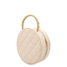 Load image into Gallery viewer, CHANEL Round Vanity Handbag Beige Patent Leather