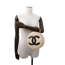 Load image into Gallery viewer, CHANEL Round Vanity Handbag Beige Patent Leather