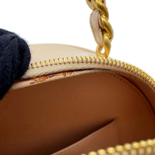 Load image into Gallery viewer, CHANEL Round Vanity Handbag Beige Patent Leather
