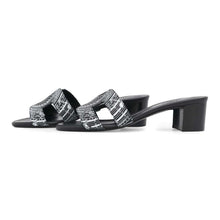 将图像加载到图库查看器中,HERMES ★Sandals "Oasis" Black/White Leather Size 34