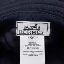 Load image into Gallery viewer, HERMES Philip Bucket Hat Size 58 Navy/Black Wool 100% Leather