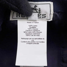 Load image into Gallery viewer, HERMES Philip Bucket Hat Size 58 Navy/Black Wool 100% Leather