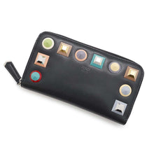 将图像加载到图库查看器中,FENDI Studded Long Wallet Black8M0299 Leather