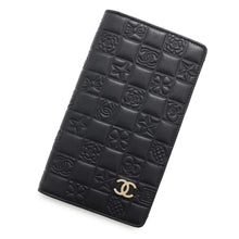 Load image into Gallery viewer, CHANEL Icon Line Bifold Wallet Black Lambskin