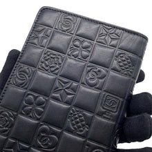 Load image into Gallery viewer, CHANEL Icon Line Bifold Wallet Black Lambskin