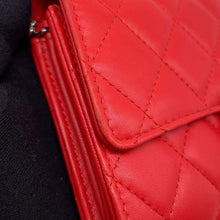 Load image into Gallery viewer, CHANEL Matelasse Chain wallet Red Lambskin