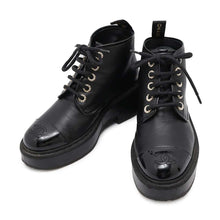 Load image into Gallery viewer, CHANEL CCCC Logo lace-up boots BlackG33169 Leather Enamel Size 37 1/2C