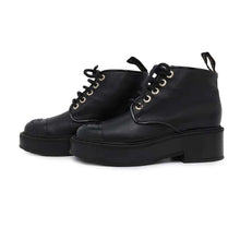 Load image into Gallery viewer, CHANEL CCCC Logo lace-up boots BlackG33169 Leather Enamel Size 37 1/2C