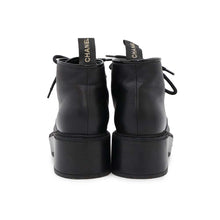 Load image into Gallery viewer, CHANEL CCCC Logo lace-up boots BlackG33169 Leather Enamel Size 37 1/2C