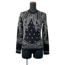 将图像加载到图库查看器中,HERMES Brid Dougala Dot Sweater Size 34 Black/White Cashmere63% Cotton35% Nylon2%