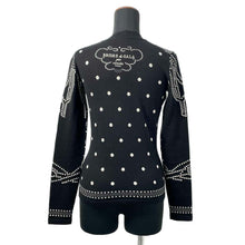 将图像加载到图库查看器中,HERMES Brid Dougala Dot Sweater Size 34 Black/White Cashmere63% Cotton35% Nylon2%
