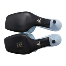 Load image into Gallery viewer, PRADA open toe clear mules Blue1XX644 Leather PVC Coated Canvas Size 36 1/2