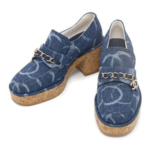 将图像加载到图库查看器中,CHANEL ★Heeled loafers BlueG45142 Denim Size 36