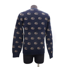 Load image into Gallery viewer, GUCCI GGJacquard knitted cardigan Size XS Navy/Brown660285 Cashmere93% Wool 7%