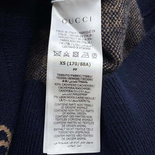Load image into Gallery viewer, GUCCI GGJacquard knitted cardigan Size XS Navy/Brown660285 Cashmere93% Wool 7%
