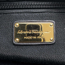 Load image into Gallery viewer, Ferragamo Gancini Tote Bag Black/Beige/Brown Nylon Canvas Leather