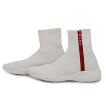 Load image into Gallery viewer, PRADA Prada Sports Socks Sneakers White/Red3T6424 Knit Rubber Size 36 1/2