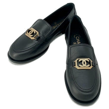 Load image into Gallery viewer, CHANEL CC logo loafers BlackG45173 Leather Size 37C