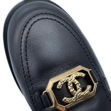 Load image into Gallery viewer, CHANEL CC logo loafers BlackG45173 Leather Size 37C