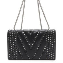 将图像加载到图库查看器中,MCM Studded Chain Shoulder Bag Black/Red Leather