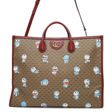 Load image into Gallery viewer, GUCCI Doraemon Collaboration Mini GG Supreme 2way Tote Bag Brown/Red653952 Mini GG Supreme Canvas Leather