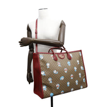 Load image into Gallery viewer, GUCCI Doraemon Collaboration Mini GG Supreme 2way Tote Bag Brown/Red653952 Mini GG Supreme Canvas Leather