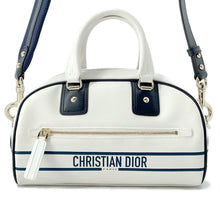 将图像加载到图库查看器中,Dior ★Vibe 2WAY Bowling Bag White/NavyM6209OOBR Leather Rubber Size Small