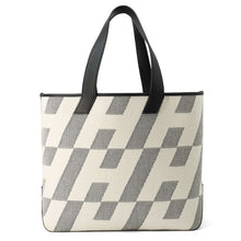 Load image into Gallery viewer, HERMES H Ambie Tote Bag Black/Ecru Toile H Swift Leather Size GM