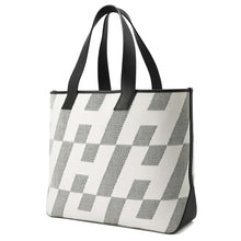 Load image into Gallery viewer, HERMES H Ambie Tote Bag Black/Ecru Toile H Swift Leather Size GM