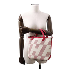 Load image into Gallery viewer, HERMES H Ambie Tote Bag Framboise/Ecru Toile H Swift Leather Size PM