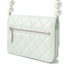 Load image into Gallery viewer, CHANEL Matelasse Pearl Shoulder Wallet WhiteAP1839 Calf Leather