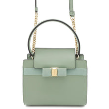 将图像加载到图库查看器中,Ferragamo Vara Ribbon 2way Bag Light Green21 I282 Leather