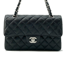 Load image into Gallery viewer, CHANEL Matelasse W Flap ChainShoulder Bag Black Caviar Leather Size 23