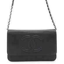Load image into Gallery viewer, CHANEL CC Logo Chain Wallet BlackA48654 Caviar Leather