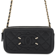Load image into Gallery viewer, CHANEL CCFiligree Chain Wallet BlackA84450 Caviar Leather