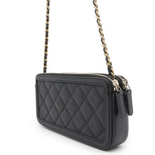 Load image into Gallery viewer, CHANEL CCFiligree Chain Wallet BlackA84450 Caviar Leather