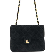 将图像加载到图库查看器中,CHANEL Matelasse Single Flap ChainShoulder Bag Black suede Size 20