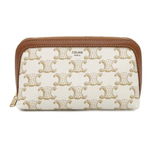 Load image into Gallery viewer, CELINE Triomphe cosmetic pouch White4M1622CZJ PVC Coated Canvas Leather Size Small