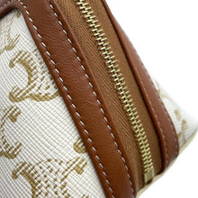 Load image into Gallery viewer, CELINE Triomphe cosmetic pouch White4M1622CZJ PVC Coated Canvas Leather Size Small